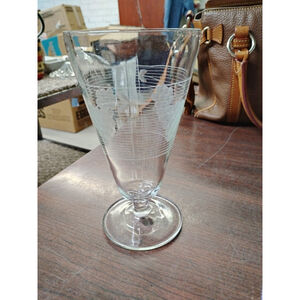 Vintage 1939 Rare Standard Glass Grapes on Grid 12 0z Etched Footed Tumbler